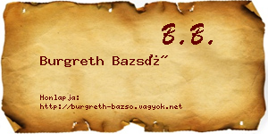Burgreth Bazsó névjegykártya